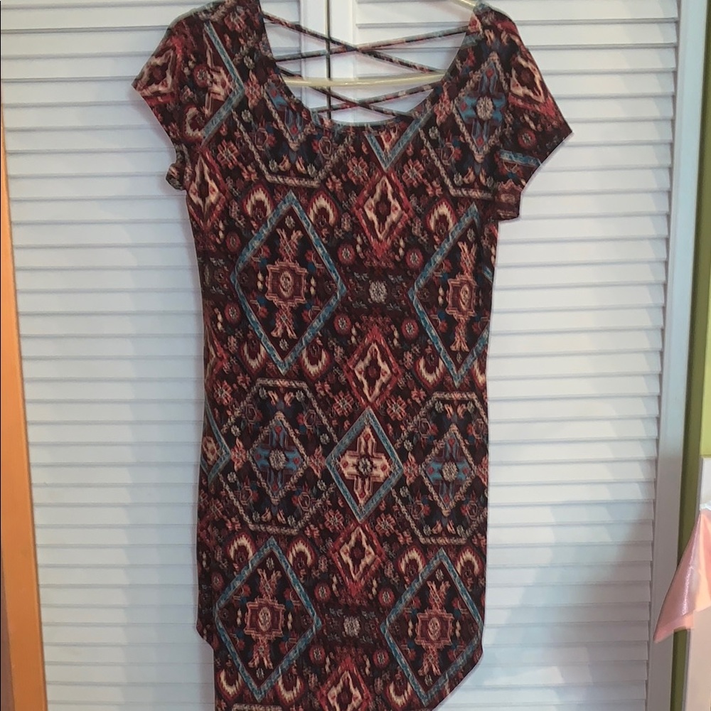 No Boundaries Multicolor Geometric midi dress large